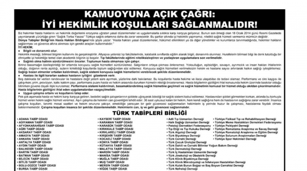 Kamuoyuna Açık Çağrı: İyi Hekimlik Koşulları Sağlanmalıdır