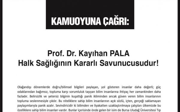 Tabip odalarından Prof. Dr. Kayıhan Pala’ya destek