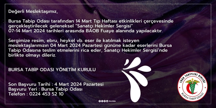 Sanatçı Hekimler Sergisi’ne Davet