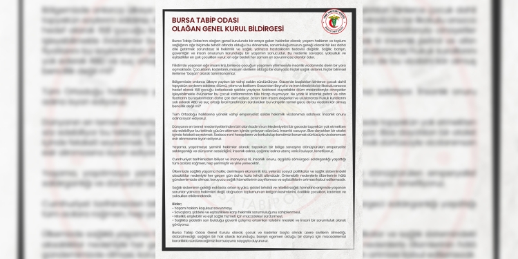 Bursa Tabip Odası Olağan Genel Kurul Bildirgesi