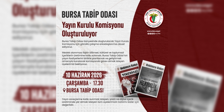 Bursa Tabip Odası Yayın Kurulu Komisyonu Oluşturuluyor