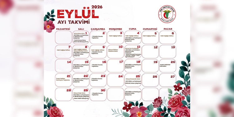 Bursa Tabip Odası Eylül 2026 Etkinlik Takvimi