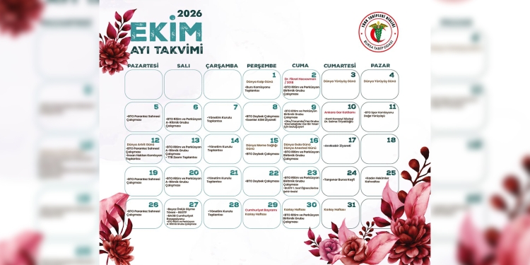 Bursa Tabip Odası Ekim 2026 Etkinlik Takvimi