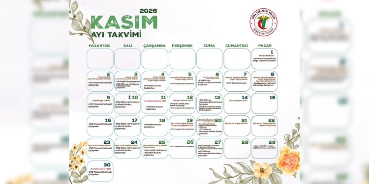 Bursa Tabip Odası Kasım 2026 Etkinlik Takvimi